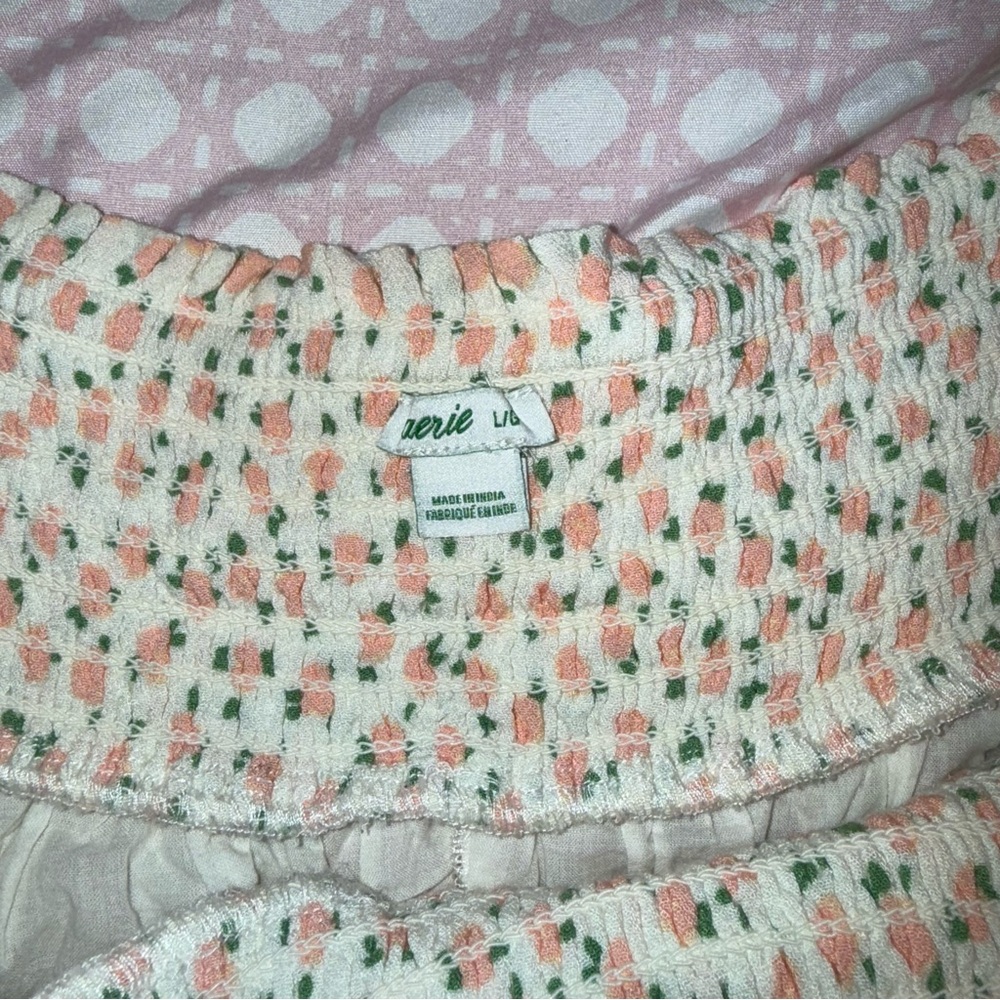 Aerie Floral Mini Skirt - Cream and Pink - Picture 2 of 2